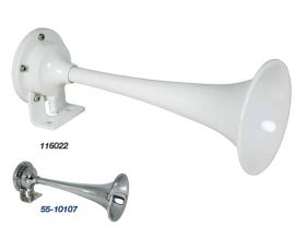 116022 Marinco Single Trumpet Mini Air Horns - Brass White Epoxy Coated 12V