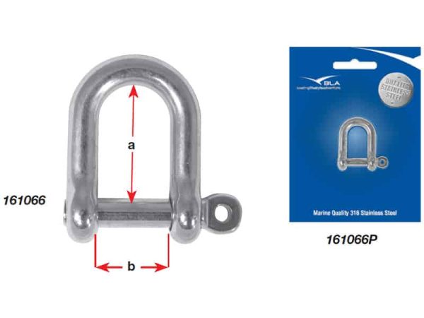 Shackle Dee G316 S/S Captive Pin 5mm