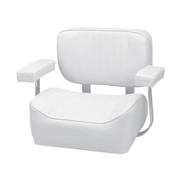 Captains Chair - Helm Chair Deluxe With Arm Rests White Boat Seat