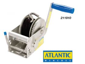 211909 Atlantic Manual Trailer Winch - Compact 500kg Gear Ratio 3:1 6m x 4mm low stretch rope & s/s 'S' hook