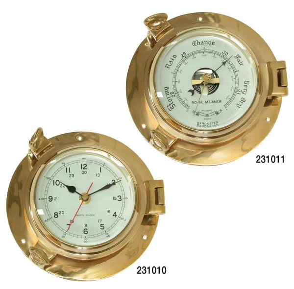 231015 Marine Town Barometers - Porthole Brass 220mm