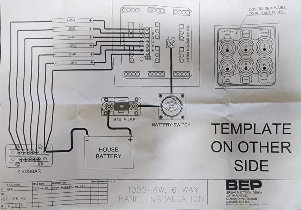 BEP 6 way Switch panel 1000 Wiring diagram
