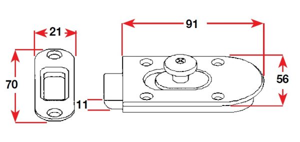 Dimensions Catch Door Magnetic Slide Cast G316 Stainless Steel 193015