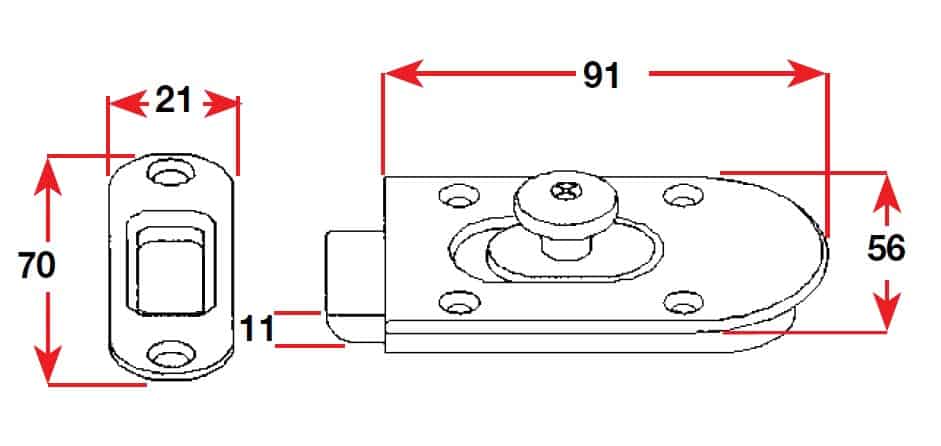 Dimensions Catch Door Magnetic Slide Cast G316 Stainless Steel 193015