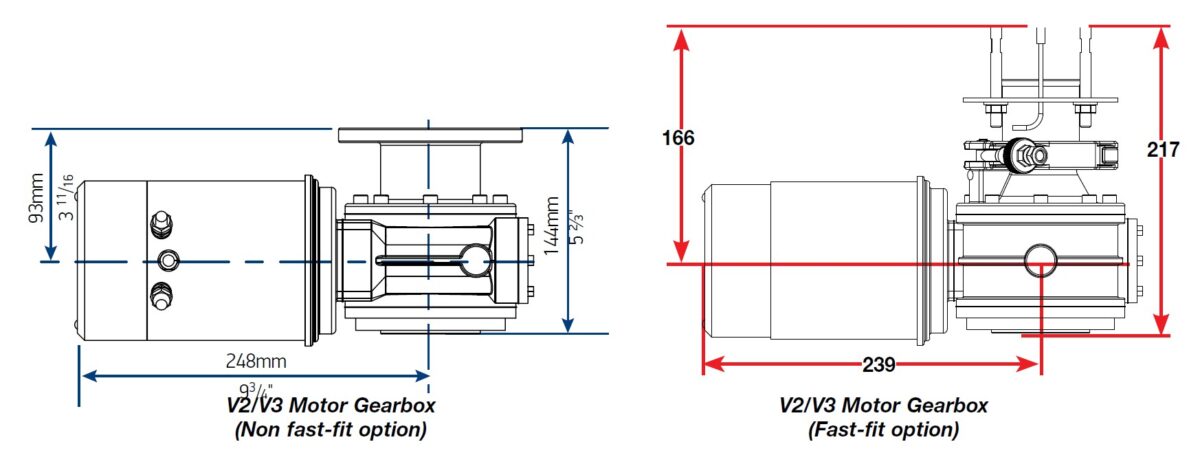 V2 V3 motor dimensions