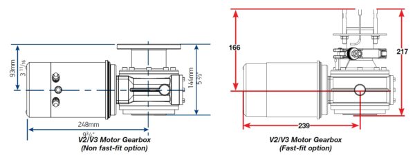 V2 V3 motor dimensions