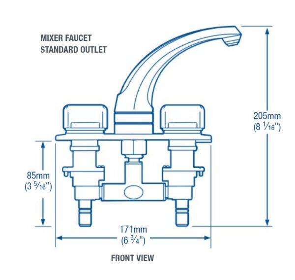 Whale RT2010 Mix Faucet Dimensions