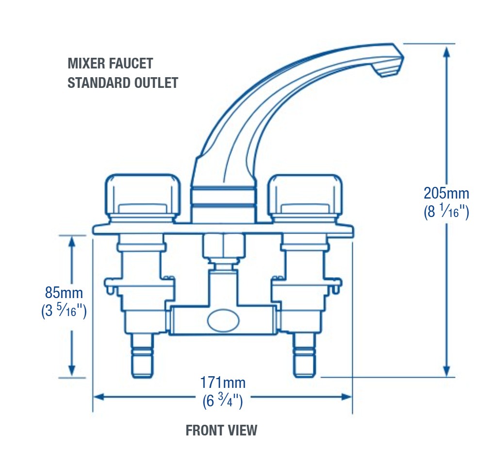 Whale RT2010 Mix Faucet Dimensions