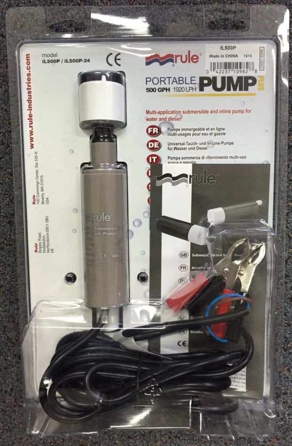 NEW Rule IL500P 20mm Outlet Diesel Water Inline Submersible Pump 12V Congo 32LPM 1