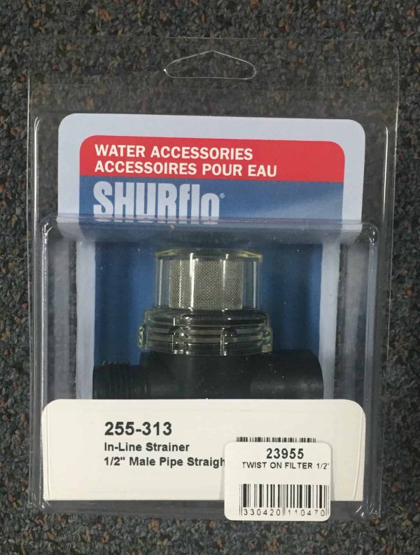 lot of 2 SHURFLO 255-313 In-Line Strainer 1/2" Male Inlet & 1/2" Female Outlet 