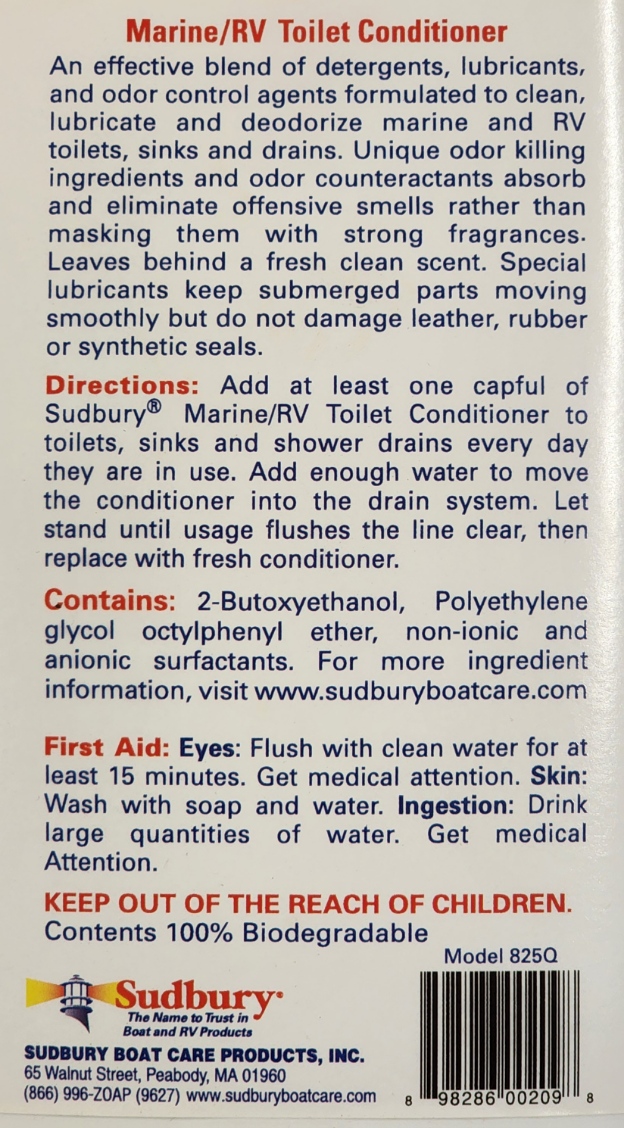 Sudbury Toilet Conditioner Instruction