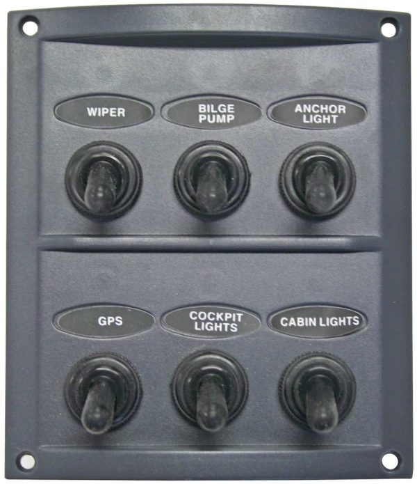 Splashproof Switch Panel Deluxe 6 Switch 12 / 24 Volt