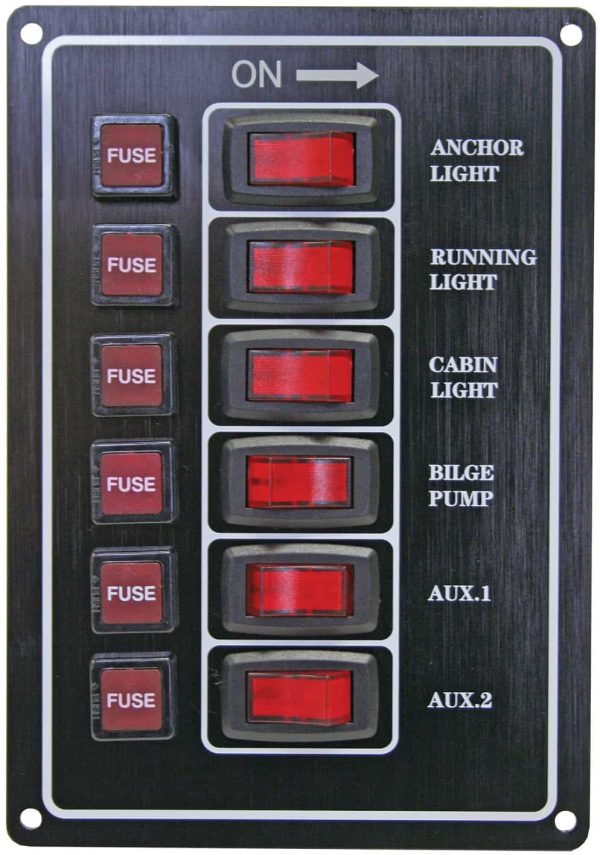 Alloy Illuminating Switch Panel - Black 6 Switch 12 Volt