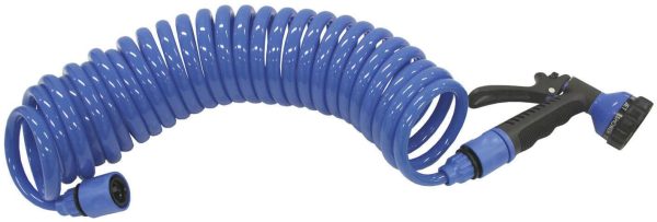 Coiled Hose With Gun 7.6 metres hose Adjustable Nozzle Australian Connect