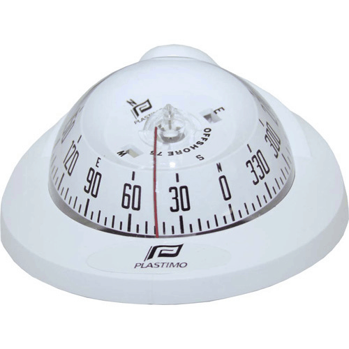Plastimo Offshore 75 Compass - White - Flush Mount With Conical Black Card