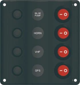 Switch Panel Wave Design With 4 Switches & Circuit Breakers 12 Volt IP65