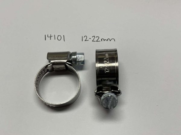 FM Stainless Steel 304 Hose Clamp With Rolled Edges Hand 12mm Diameter 12/22mm