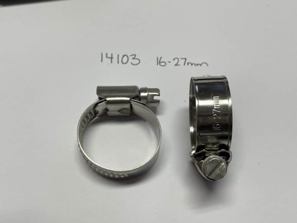 FM Stainless Steel 304 Hose Clamp With Rolled Edges Hand 12mm Diameter 16/27mm