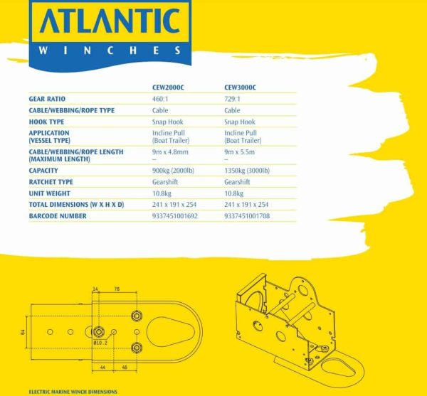 Atlantic Electric Cadet Trailer Winch Stats