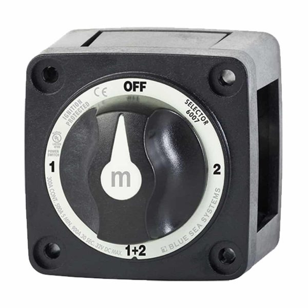 Blue Sea Systems M-Series Mini Selector Battery Switch - 4 Position 300A Black