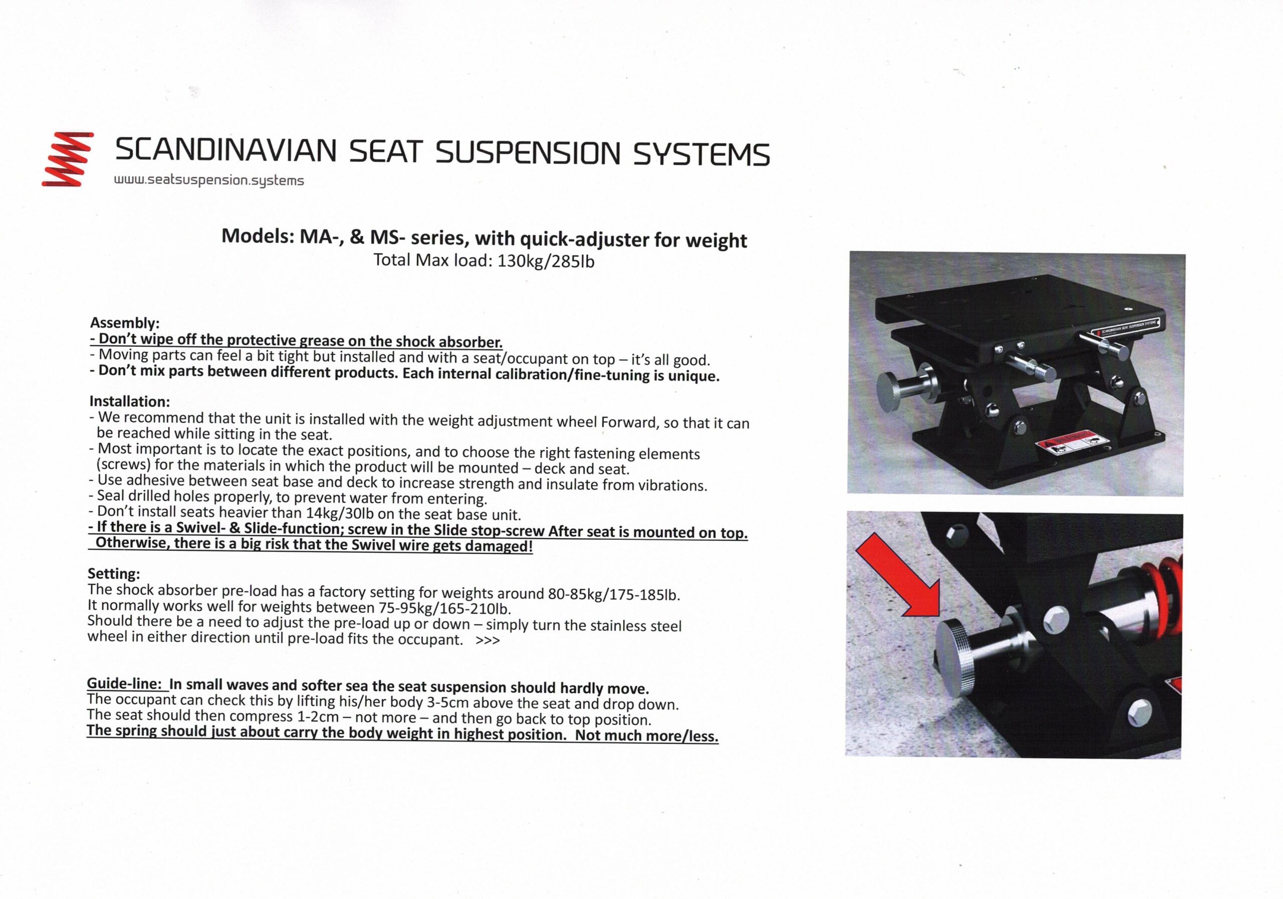 Boat Suspension Fixed Height Details