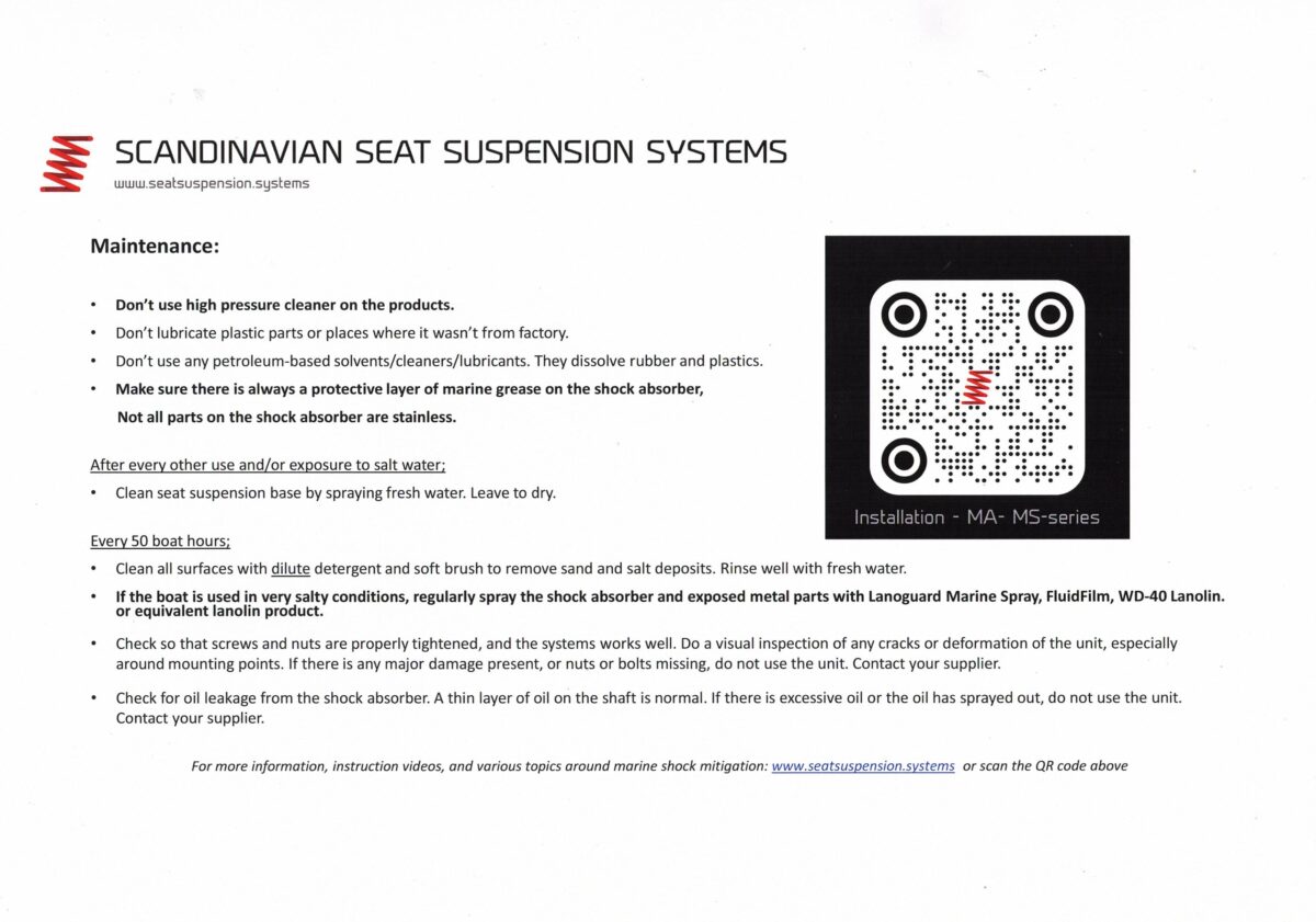 Boat Suspension Fixed Height Maintenance