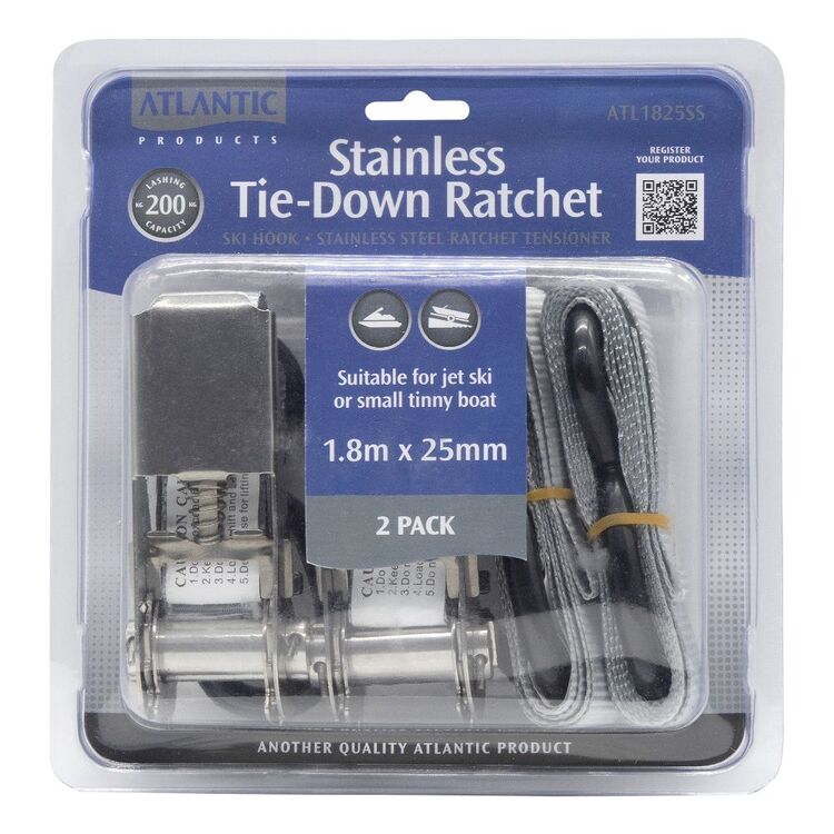Atlantic Stainless Steel Ratchet Strap 1.8M x 25mm webbing