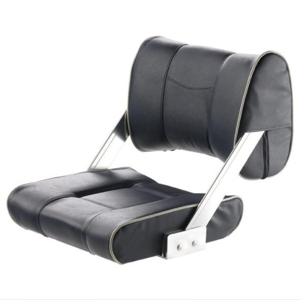VETUS Flip Back Boat Seat - FERRY in Dark Blue w/ Grey White Seams / CHTBSB