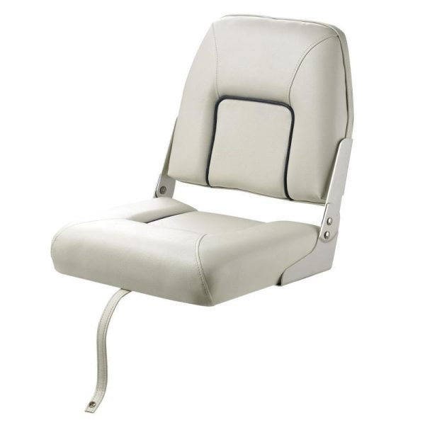 VETUS Foldable Boat Seat - FIRST MATE in Grey White w/ Blue Seams / CHFSW