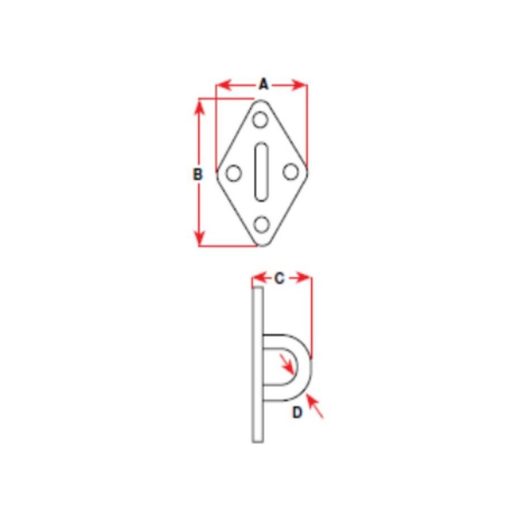BLA Pad Eyes – Diamond / 304 Stainless Steel / 5x37x59mm