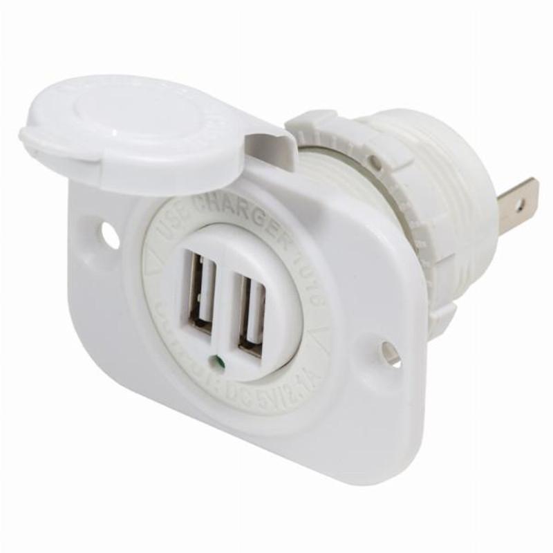 Blue Sea 12/24V Dual USB 2.1A Charger - White