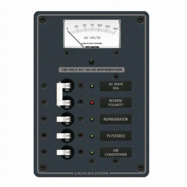 Blue Sea Traditional Metal Panel - AC Main + 3 Positions