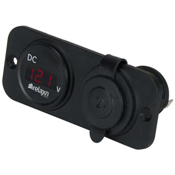 Relaxn Flush Mount Power Outlet & Digital Voltmeter Gauge
