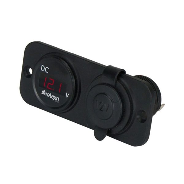 RELAXN Flush Mount - DUAL Power Outlets w/ Digital Voltmeter Gauge / SAW-53051