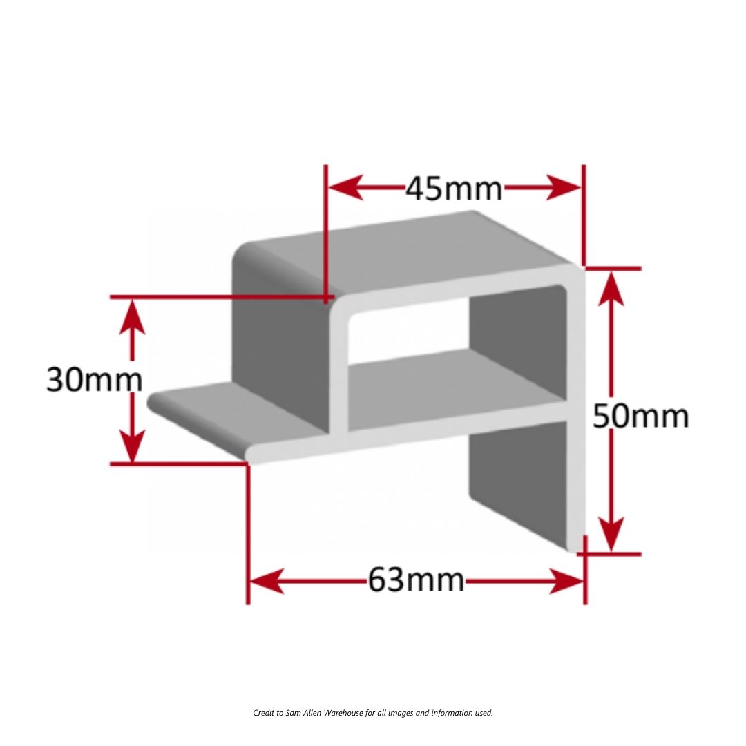 PVC Pontoon Edge - Rectangular / White / 45mm x 30 m / SAW-704010-30 1
