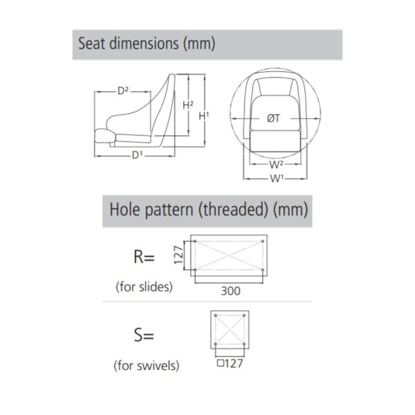 VETUS Boat Seat - SAILOR in White / CHSAILW2