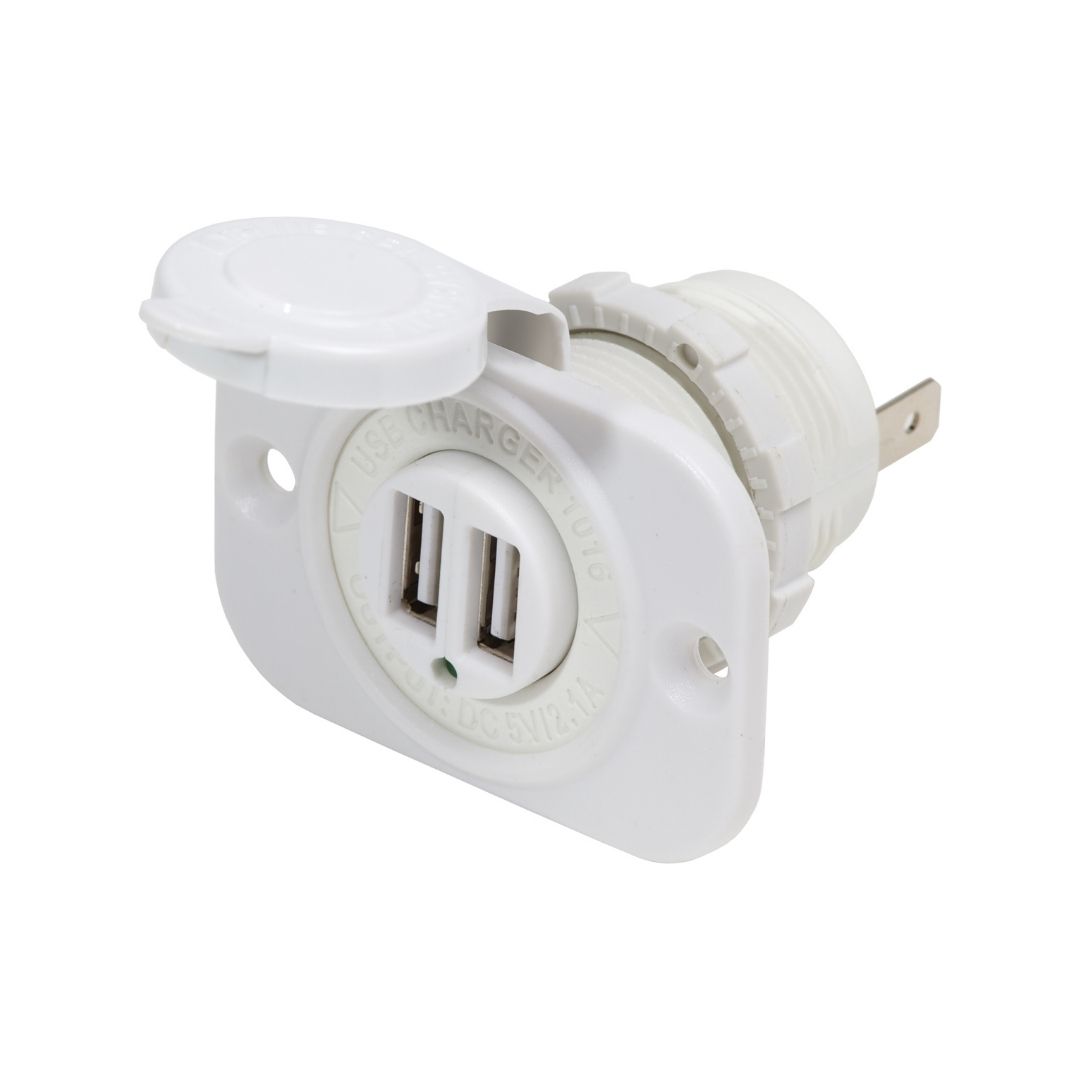 BLUE SEA 12/24V Dual USB 2.1A Charger - White / BS-1016200