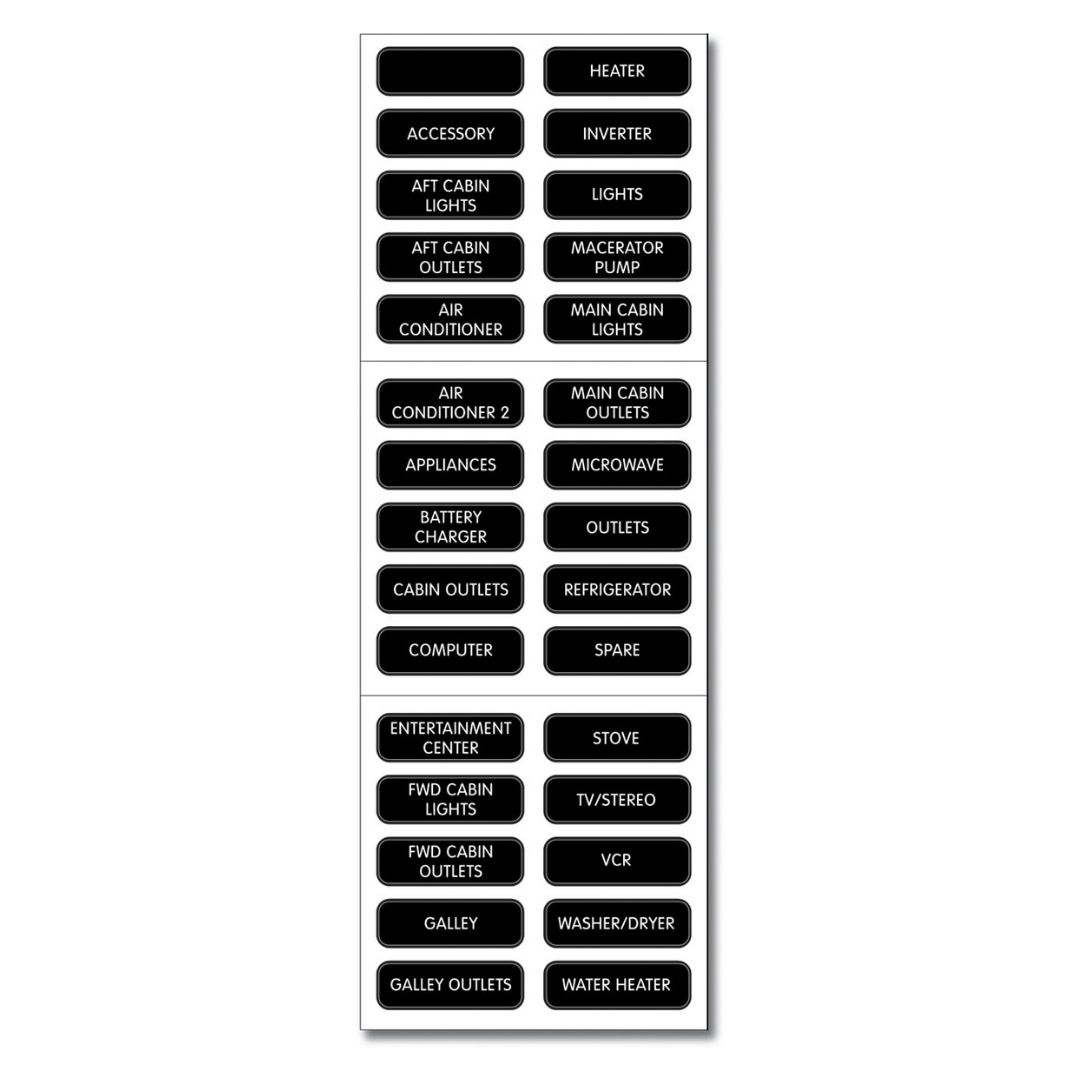 BLUE SEA AC Panel Basic - 30 Label Kit - Large / BS-8031