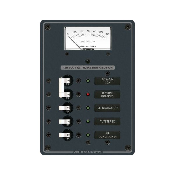 BLUE SEA Traditional Metal Panel - AC Main + 3 Positions