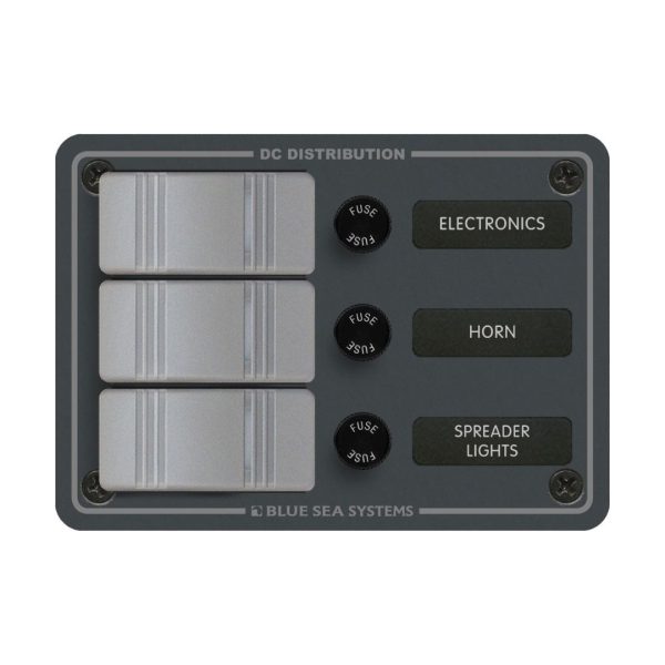 BLUE SEA Contura Switch Water-Resistant Panel - 3 Fused - GRAY / BS-8054