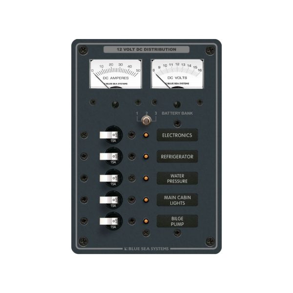 Circuit Breaker Panel DC Branch Trad. Metal w/ Meter - 50A