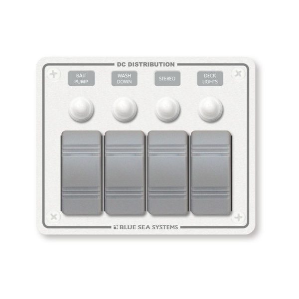 Contura WHITE Switch Water-Resistant Panel - 4 Position Circuit Breaker / BS-8272