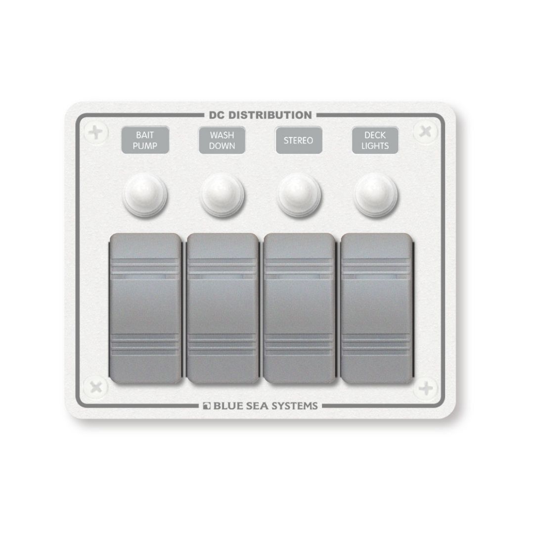 Contura WHITE Switch Water-Resistant Panel - 4 Position Circuit Breaker / BS-8272