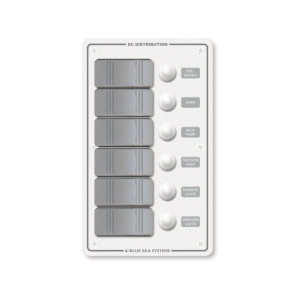 Contura WHITE Switch Water-Resistant Panel - 6 Position Circuit Breaker / BS-8273