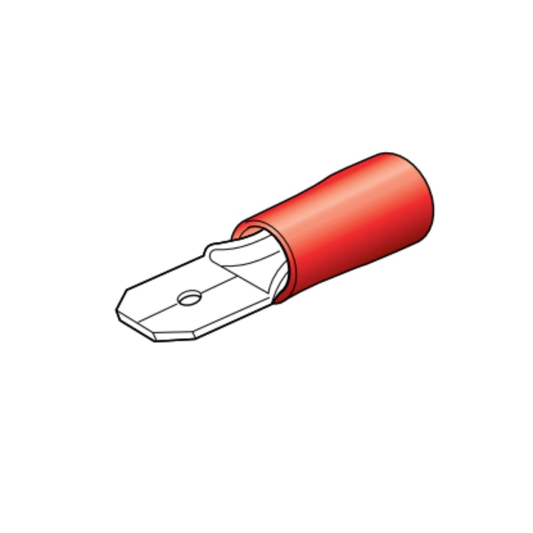Crimp Male Blade Connector for 2.5-3mm Cable - RED