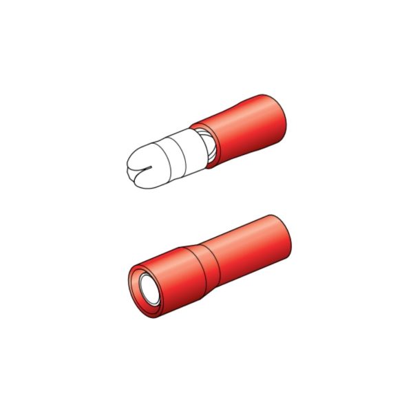 Crimp Male Bullet Terminals/Connector for 2.5-3mm Cable - RED
