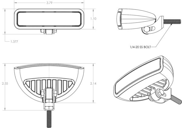 Caprera3 Bracket Mount LED Flood Light Dimensions