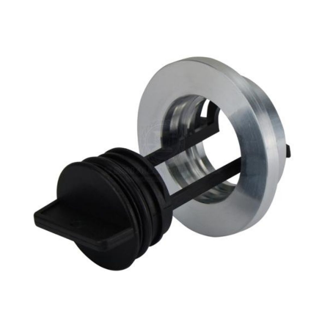 T6061 Machined Alloy Drain Plug, Nylon, Weld-in Flange (b)