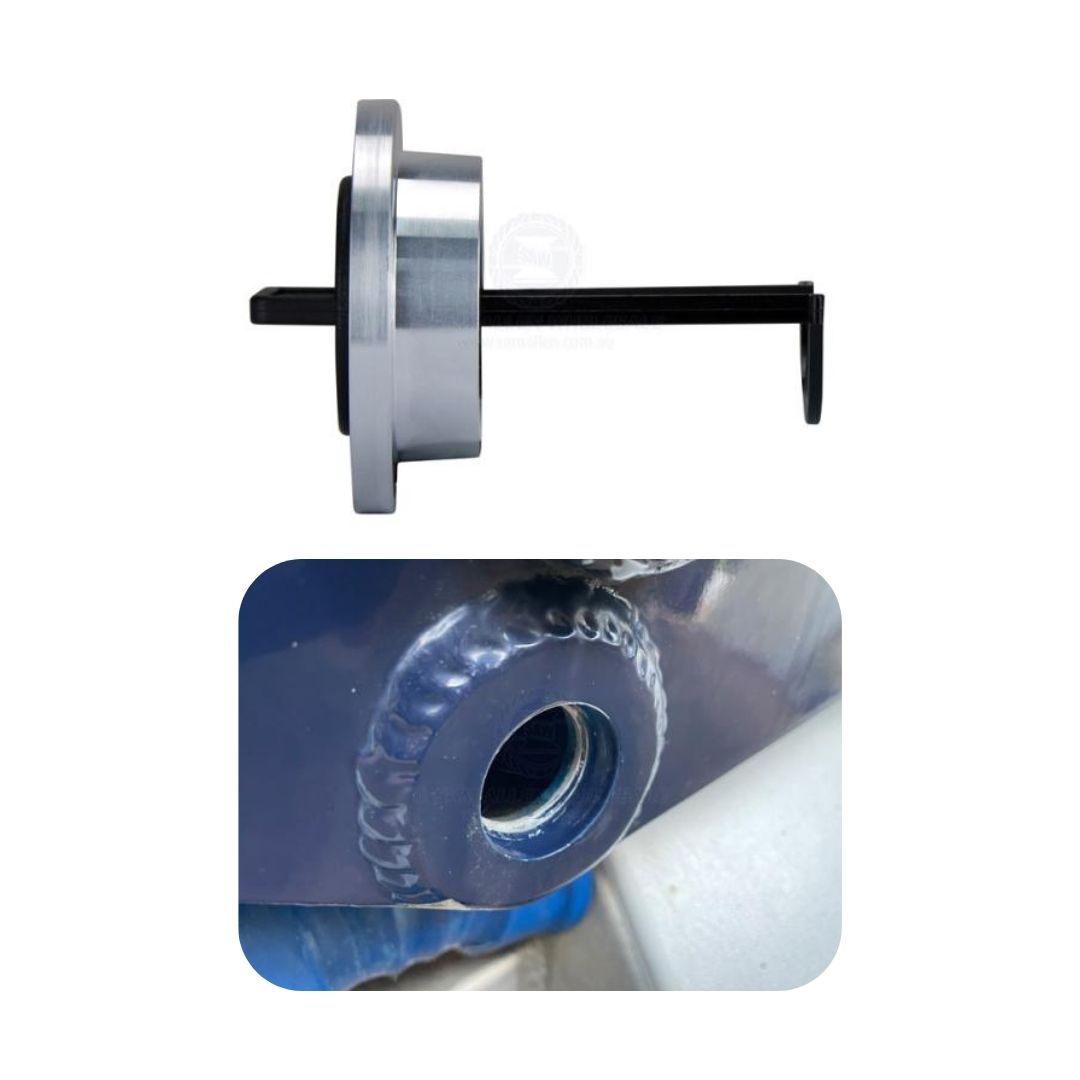 T6061 Machined Alloy Drain Plug, Nylon, Weld-in Flange (c)