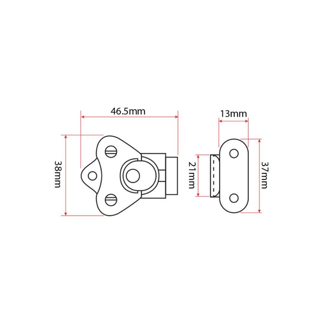 Latch Stamped Rotary Draw 57mm Closed, 5mm Travel, Stainless Steel (c)